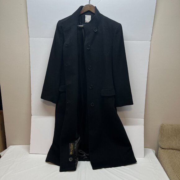Fleurette Loro Piana 100% cashmere long black stand‎ collar trench coat size 10 - Picture 3 of 11